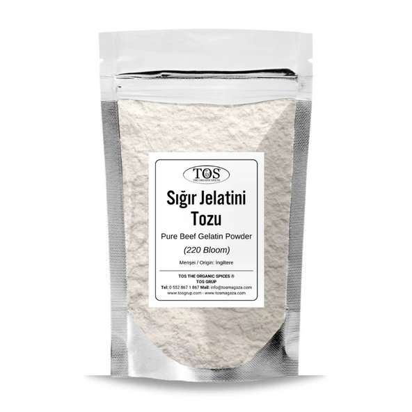 Saf Sığır Jelatini Tozu 250 gr (1. Kalite) 220 Bloom ürün görseli 1