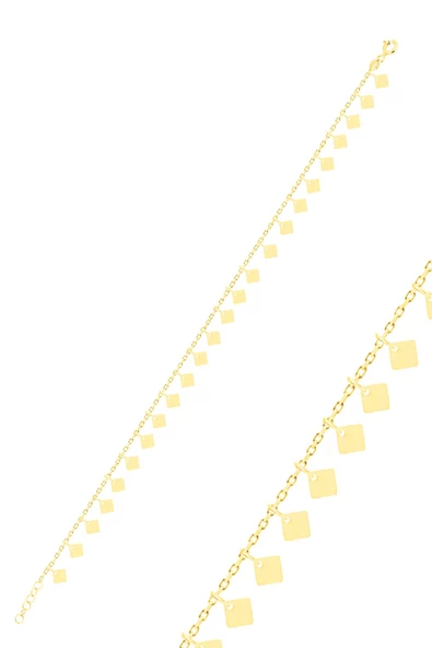 Gümüş altın yaldızlı dilim pullu halhal SGTL10542GOLD ürün görseli 1