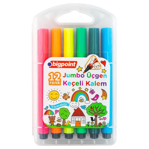 BIGPOINT JUMBO UCGEN KECELI KALEM 12 LI (909-12) ürün görseli 1