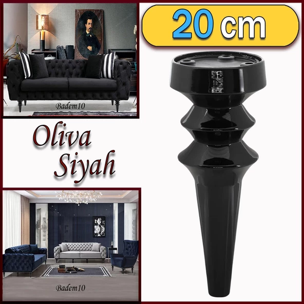 Oliva Mobilya Kanepe Koltuk Tv Ünitesi Baza Ayağı Zigon Orta Sehpası Ayak Ayakları 20 cm Siyah ürün görseli 1