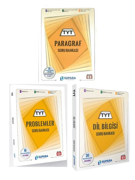 Supara YKS TYT Paragraf + Problem + Dil Bilgisi Soru 3lü Set ürün görseli 1