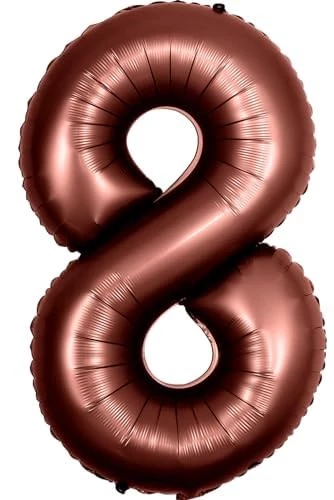 8 Rakam Çikolata Kahve Folyo Balon 40 inç 100 cm ürün görseli 1