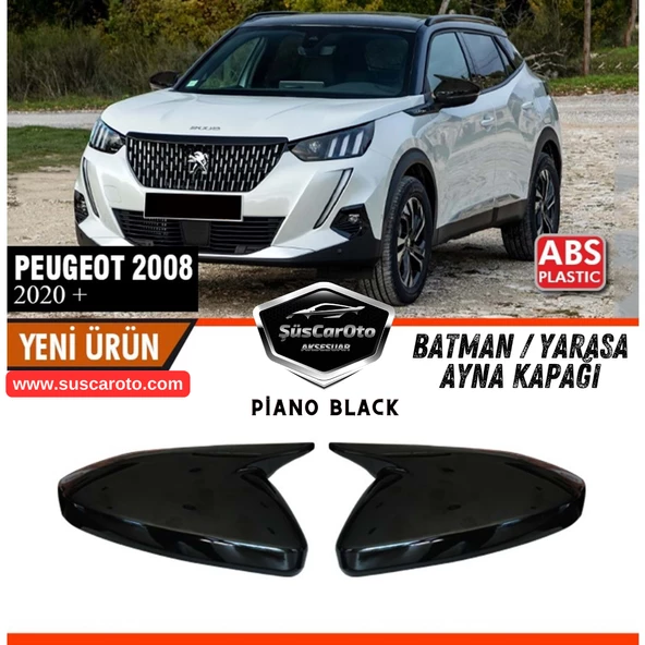 Peugeot 2008 2019 Sonrası Uyumlu Batman Yarasa Ayna Kapağı Piano Black ABS Plastik Sağ Sol Takım ürün görseli 1