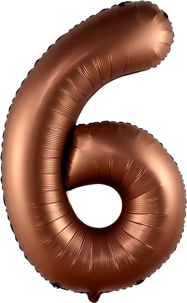 6 Rakam Çikolata Kahve Folyo Balon 40 inç 100 cm ürün görseli 1