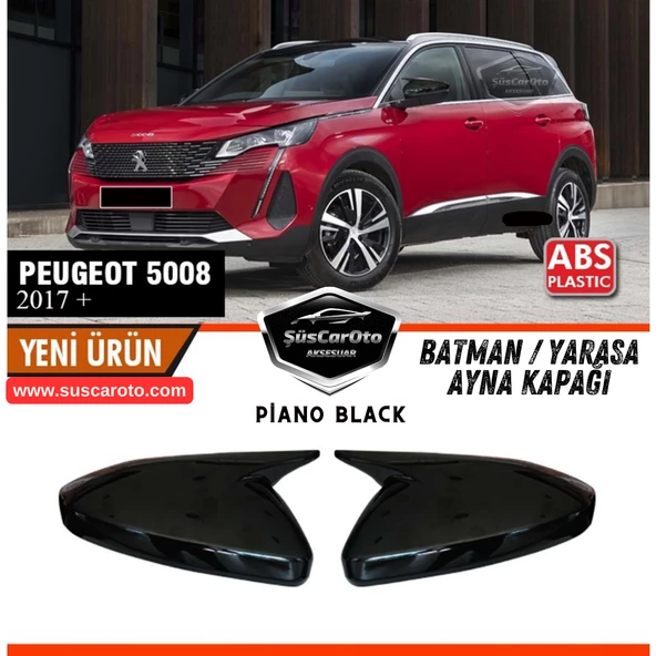 Peugeot 5008 2017 Sonrası Uyumlu Batman Yarasa Ayna Kapağı Piano Black ABS Plastik Sağ Sol Takım ürün görseli 1