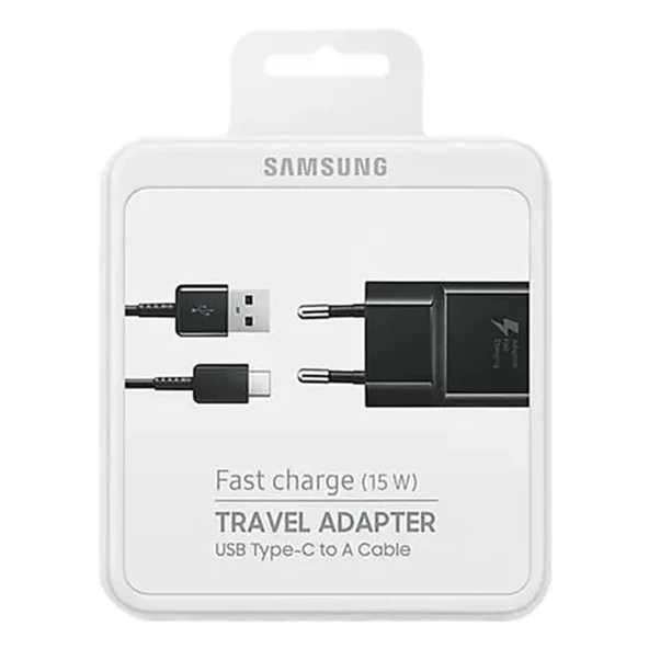 Samsung Fast Charge Travel Adapter 15W Orjinal Type-C Hızlı Şarj Seti Siyah ürün görseli 1