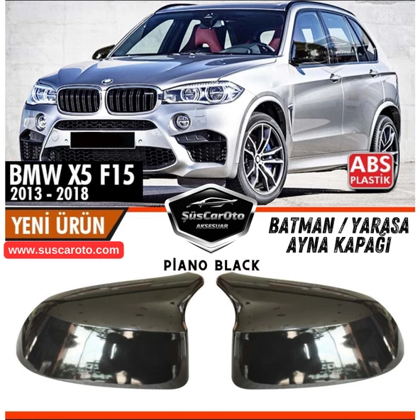 BMW X5 F15 2013-2018 Uyumlu Batman Yarasa Ayna Kapağı Piano Black ABS Plastik Sağ Sol Takım ürün görseli 1