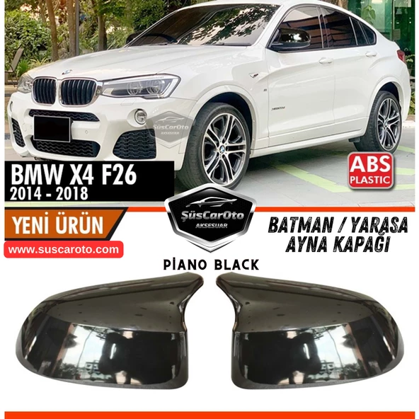 BMW X4 F26 2014-2018 Uyumlu Batman Yarasa Ayna Kapağı Piano Black ABS Plastik Sağ Sol Takım ürün görseli 1