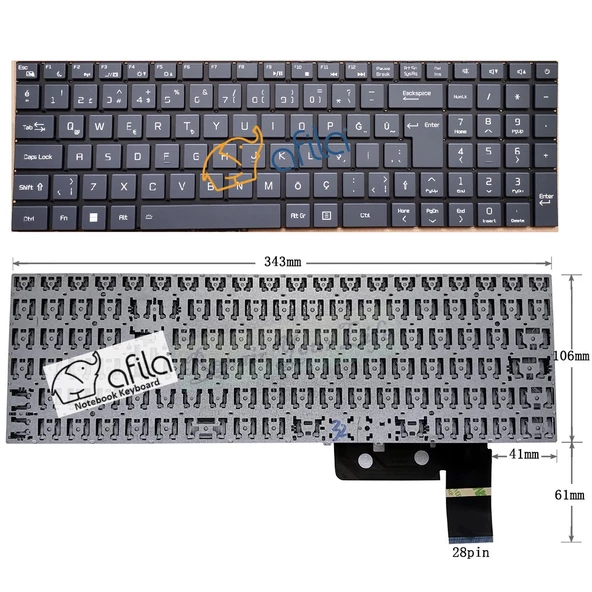 Casper Nirvana C500.1235-8V00T-G-F Notebook Klavyesi (Siyah TR) ışıklı ürün görseli 1