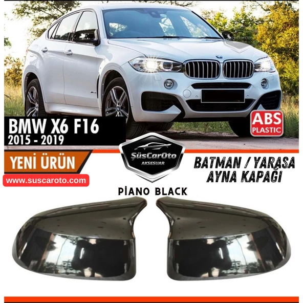 BMW X6 F16 2015-2019 Uyumlu Batman Yarasa Ayna Kapağı Piano Black ABS Plastik Sağ Sol Takım ürün görseli 1