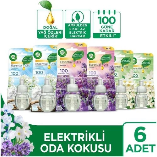 Air Wick Air Wick Elektrikli Oda Kokusu Yedek Şişe Seti X6 (Bahar Çiçekleri X2 - Temizliğin Esintisi X2 - Lav ürün görseli 1