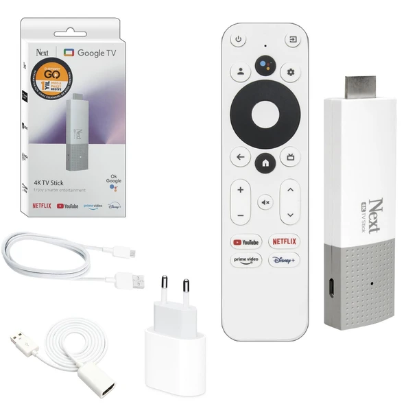 Next 4K-TV Stick 4K Android Dongle Google Netflix Youtube D-Smart Go 1 Yıl Mega Paket Hediye ürün görseli 1