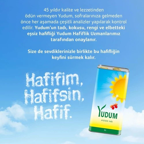 Yudum Ayçiçek Yağı Teneke 5 LT - Resim 3