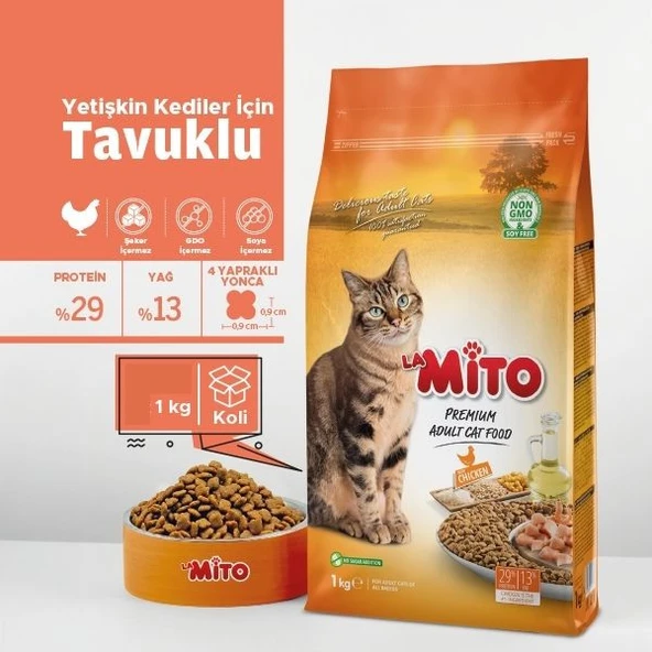 Mito Adult Cat Tavuklu Yetişkin Kedi Maması 1 kg ürün görseli 1