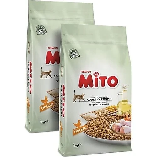 Mito Mix Adult Cat Tavuklu ve Balıklı Renkli Taneli Yetişkin Kedi Maması 1 kg 2x Adet ürün görseli 1