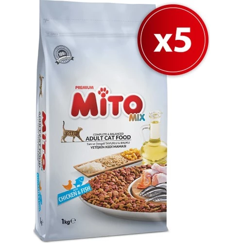 Mito Mix Yetişkin Kedi Maması 1 Kg x 5 Adet - (Toplam 5 Kg) Tazelik Garantili ürün görseli 1