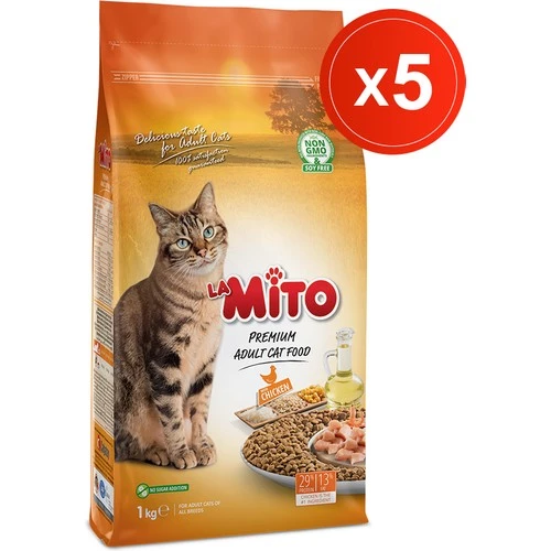 Mito Adult Cat 1 kg x 5 Adet - Tavuklu Yetişkin Kedi Maması ürün görseli 1