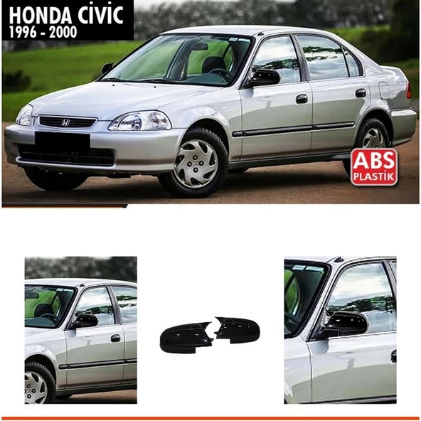 HONDA CIVIC 1996-2001 UYUMLU PARLAK SİYAH BATMAN AYNA KAPAĞI ürün görseli 1