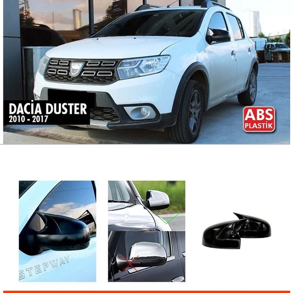 DACİA DUSTER 2010-2017 UYUMLU PARLAK SİYAH BATMAN AYNA KAPAĞI ürün görseli 1