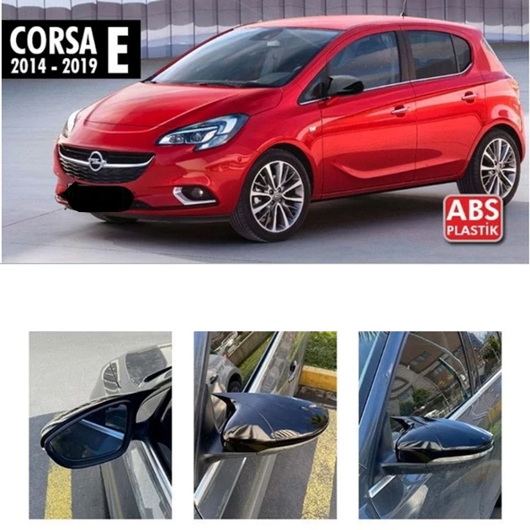 OPEL CORSA E UYUMLU PARLAK SİYAH BATMAN AYNA KAPAĞI ürün görseli 1