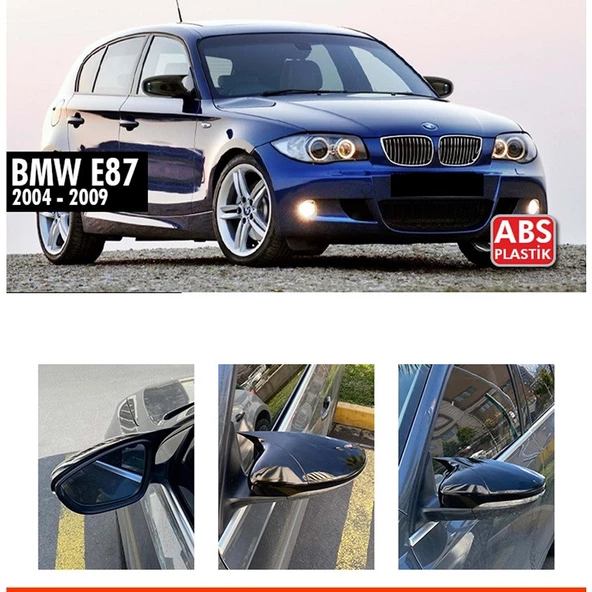 BMW 1.SERİ E87 UYUMLU PARLAK SİYAH BATMAN AYNA KAPAĞI ürün görseli 1
