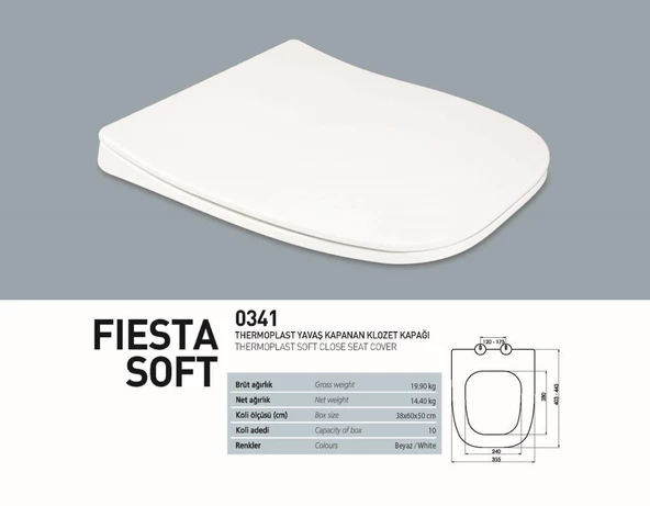 Nkp Fiesta Thermoplast Yavaş Kapanır Klozet Kapağı ürün görseli 1