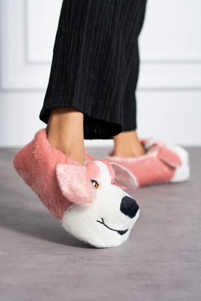 Albishoes Sevimli Köpek Hayvan Figürlü Peluş Yumuşak Taban Ev Botu Kışlık Hayvanlı Ev Panduf (30-40) ürün görseli 1