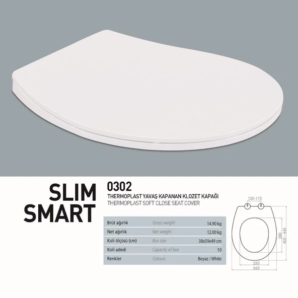 Nkp Slim Smart Thermoplast Yavaş Kapanır Klozet Kapağı ürün görseli 1