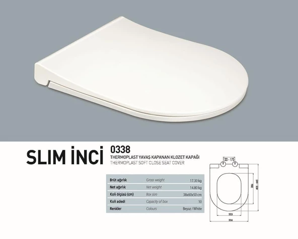 Nkp Slim İnci Thermoplast Yavaş Kapanır Klozet Kapağı ürün görseli 1