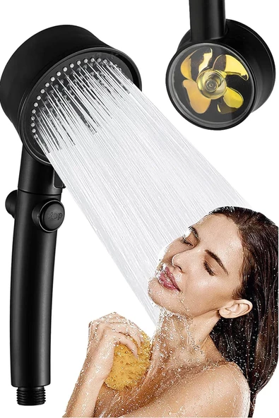 Mayaglory Turbo Fan 5 Fonksiyonlu Siyah Duş Başlığı El Duşu Handshower ürün görseli 1