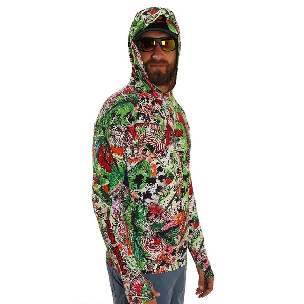 Fujin Pro Angler S24 Hooded Makai Green Red  Large ürün görseli 1