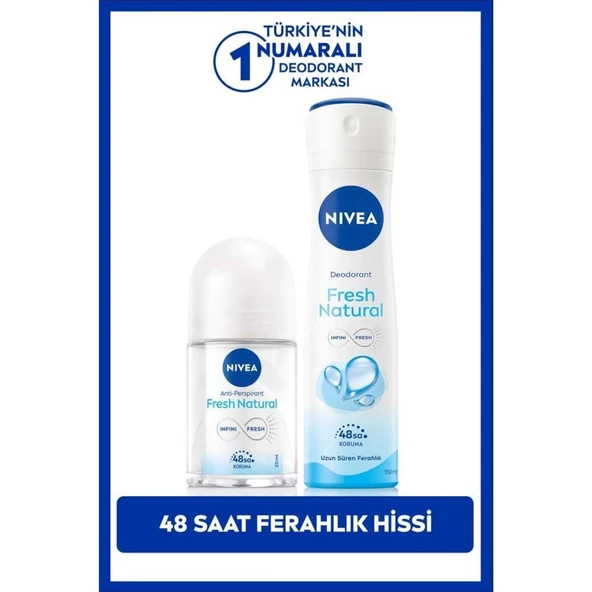 Nivea Kadın Deodorant Fresh Natural 150 ml +Mini Roll On 25 ml ürün görseli 1