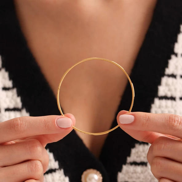 14 Ayar Altın Ajda Bilezik Oluklu Model - Resim 3
