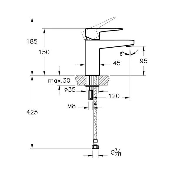 Root Square A42732ENR Blueco Lavabo Bataryası, Krom - Resim 2