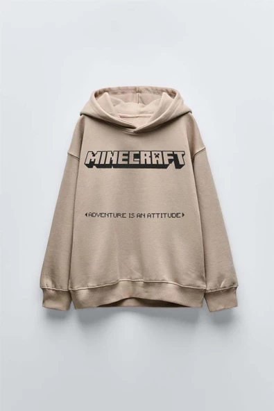 ERKEK ÇOCUK MINECRAFT MODELLİ PAMUK KAPŞONLU SWEAT ürün görseli 1