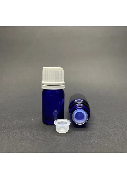 Labshop41 Mavi Cam Şişe 5 ml  , 5 cc Beyaz Kilitli Kapaklı Cam Şişe  ,  Saydam Cam Şişe x 10 Adet ürün görseli 1