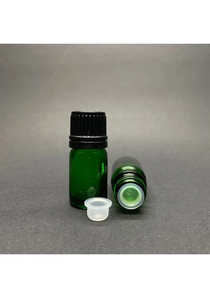 Labshop41 Yeşil  Cam Şişe 5 ml  , 5 cc Siyah Kilitli Kapaklı Cam Şişe  ,  Saydam Cam Şişe x 10 Adet ürün görseli 1