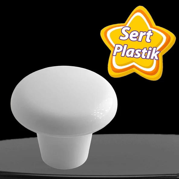 Sert Plastik Mantar Düğme Kulp Beyaz Dolap Mobilya Mutfak Dolabı Çekmece Kapak Kulpu Kulbu ürün görseli 1