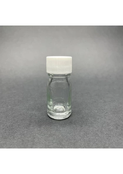 Labshop41 Şeffaf Cam Şişe 5 ml  , 5 cc Beyaz Kapaklı Cam Şişe  ,  Saydam Cam Şişe x 10 Adet ürün görseli 1