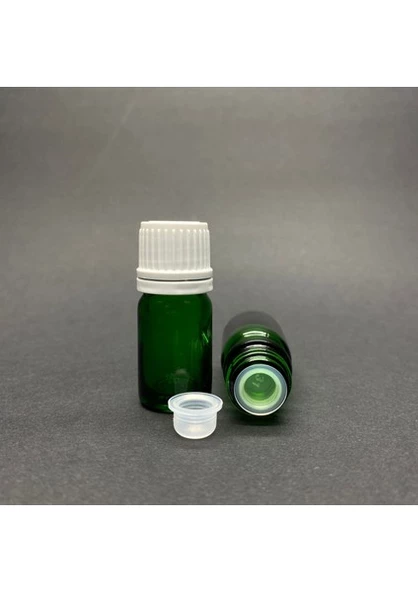 Labshop41 Yeşil  Cam Şişe 5 ml  , 5 cc Beyaz Kilitli Kapaklı Cam Şişe  ,  Saydam Cam Şişe x 10 Adet ürün görseli 1