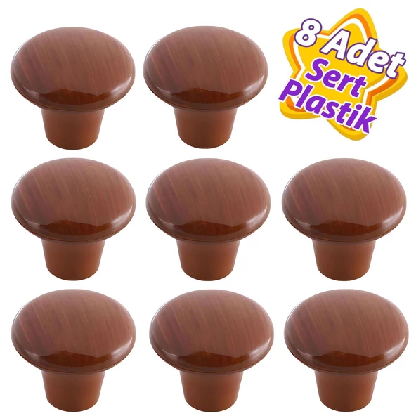 8 Adet Sert Plastik Mantar Düğme Kulp Ceviz Dolap Mobilya Mutfak Dolabı Çekmece Kapak Kulpu Kulbu ürün görseli 1