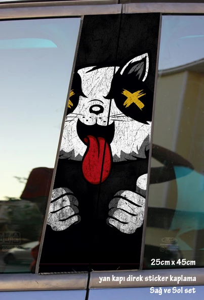 panda oto folyo kaplama - yan kapı sticker - 2adet set tuning modifiye yapıştırma ürün görseli 1