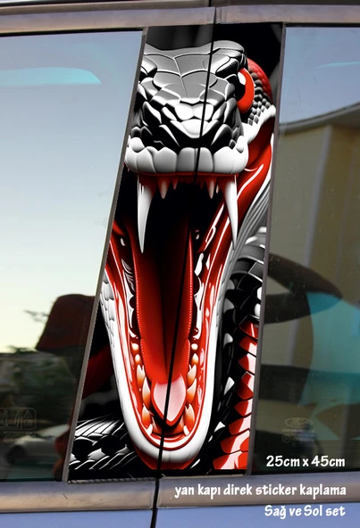 yılan oto folyo kaplama - yan kapı sticker - 2adet set tuning modifiye yapıştırma ürün görseli 1