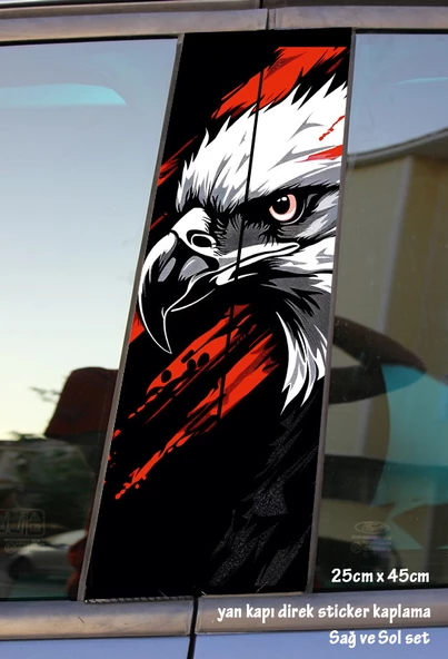 kartal yırtıcı oto folyo kaplama - yan kapı sticker - 2adet set tuning modifiye yapıştırma ürün görseli 1