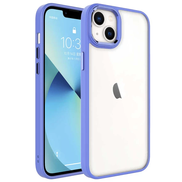 iPhone 14 Plus Renkli Silikon Kenarlı Kılıf Krom Kapak ürün görseli 1