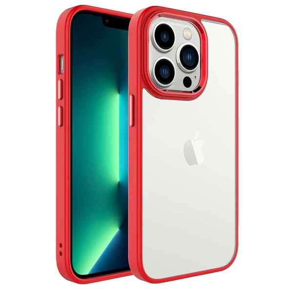 iPhone 14 Pro Kılıf Renkli Silikon Kenarlı Krom Kapak ürün görseli 1