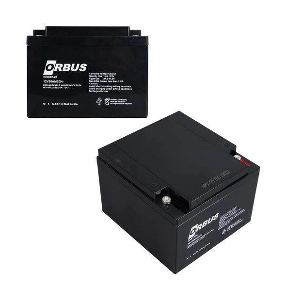 Orbus Kuru Akü 12 Volt 26 Ah Yeni Tarihli 176x166x125 mm 8 Kg ürün görseli 1