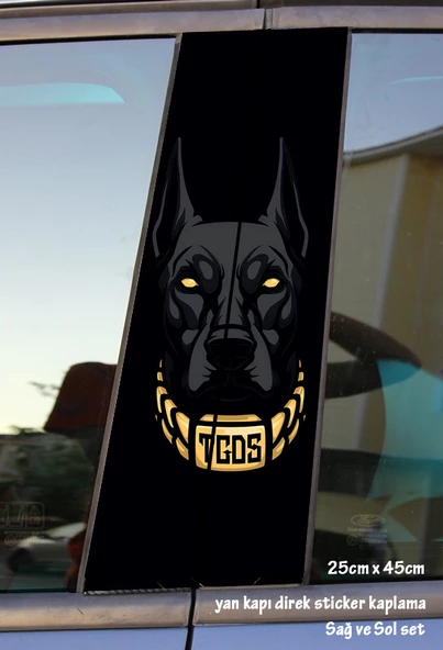 siyah köpek oto folyo kaplama - yan kapı sticker - 2adet set tuning modifiye yapıştırma ürün görseli 1