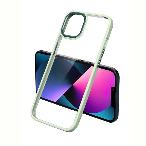 iPhone 12 Pro Kılıf Renkli Silikon Kenarlı Krom Kapak ürün görseli 1
