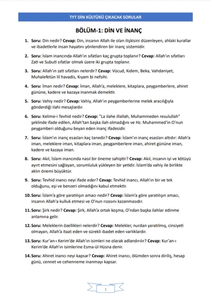 Enine Boyuna TYT Din Ders Notları - Resim 2